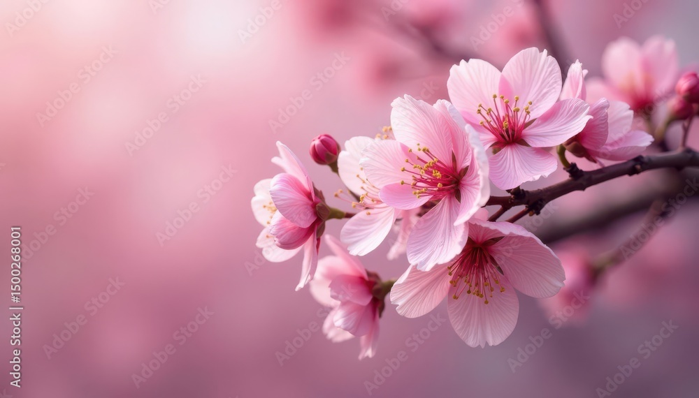 Fototapeta premium Delicate pink sakura blossoms, intricate branch pattern , spring, japan
