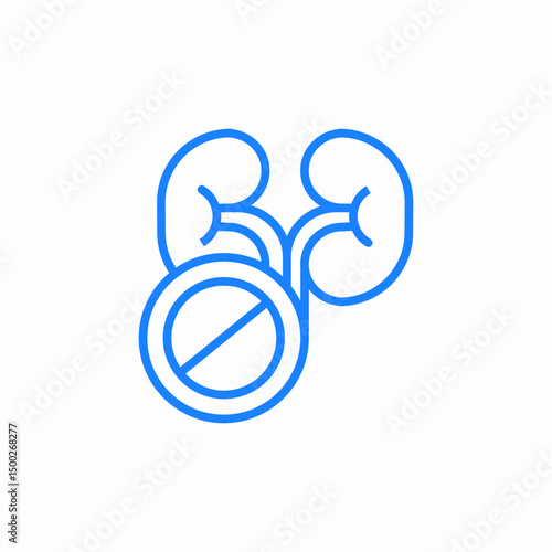 no entry kidneys icon sign vector