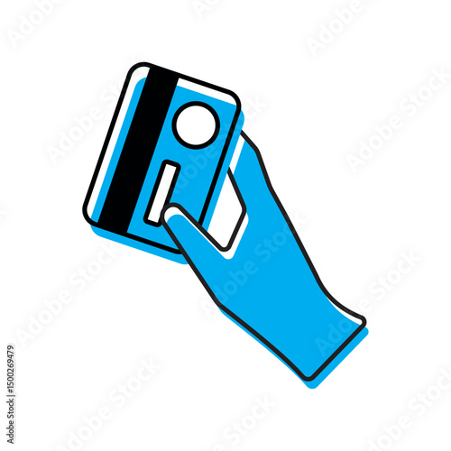 Hand holding credit card. Vector