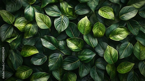 Lush green leaves overlapping in a tropical pattern