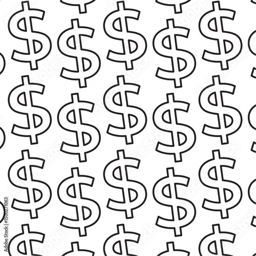 Dollar sign repeat outline. Vector