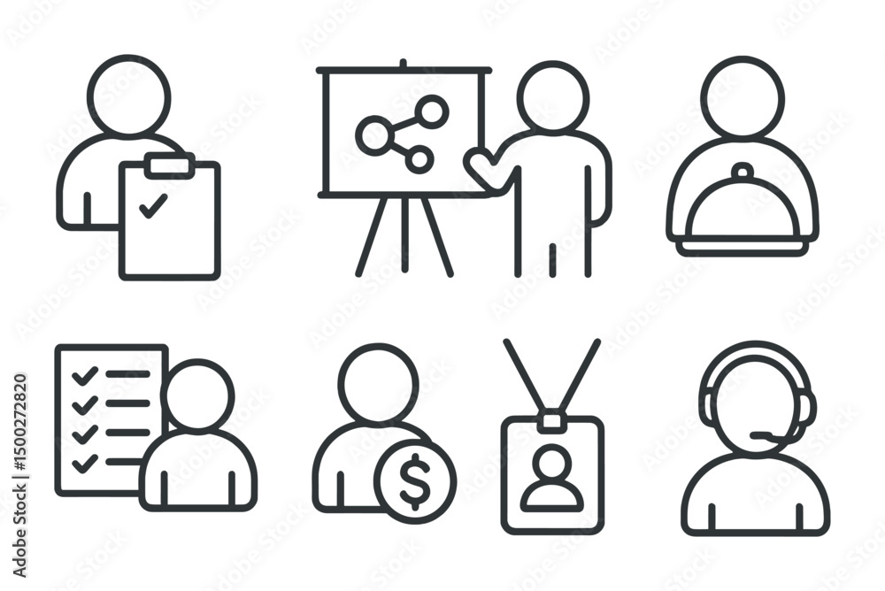 Business and office line icons set – linear, outline, work and corporate symbols Business and office line icons set – linear, outline, work and corporate symbols