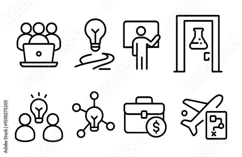 Education and learning outline icons set – school, teaching, knowledge symbols