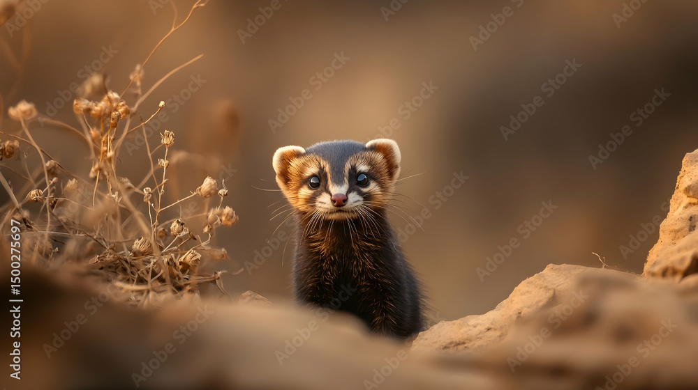 Close View of Marbled Polecat Cub D3401 Close View of Marbled Polecat Cub D3401