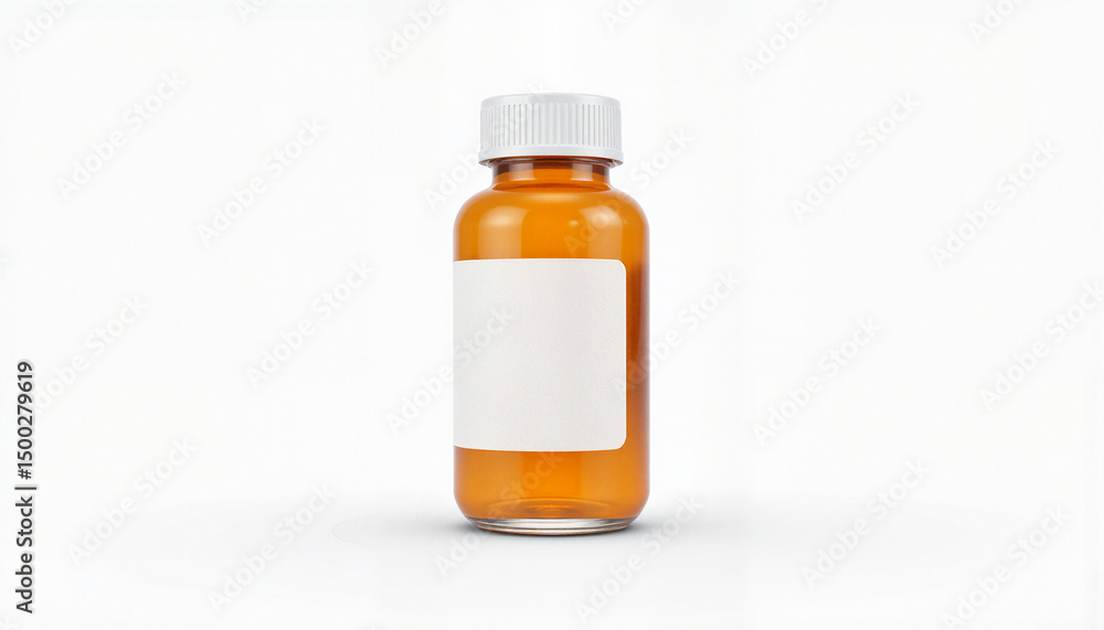 Fototapeta premium Brown prescription bottle on white background