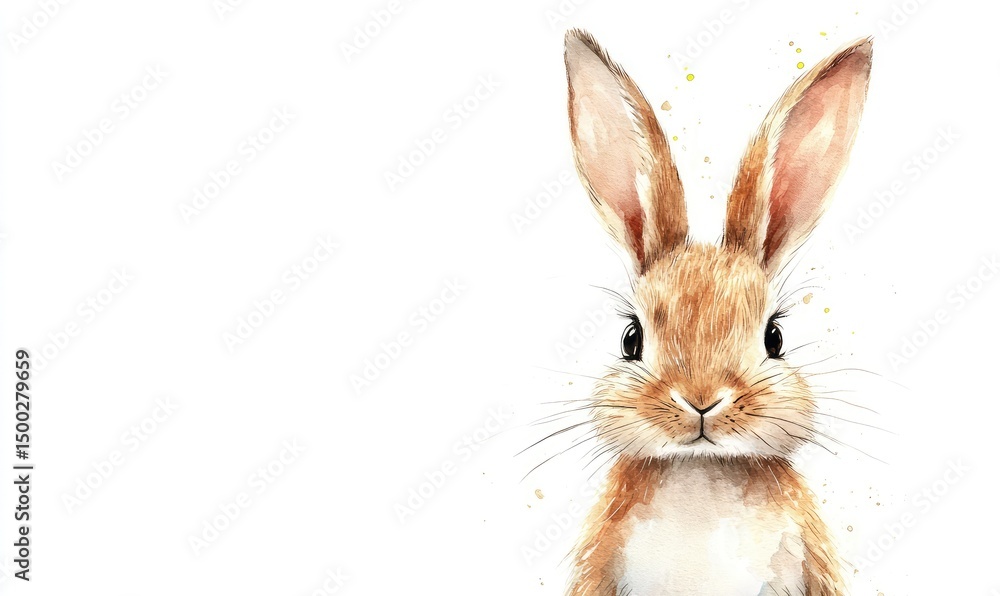 Obraz premium Watercolor kid rabbit doll, perfect for children, on white background. AI generated illustration.