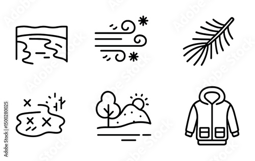 Winter outline icons set – snow, cold, seasonal and holiday design symbols