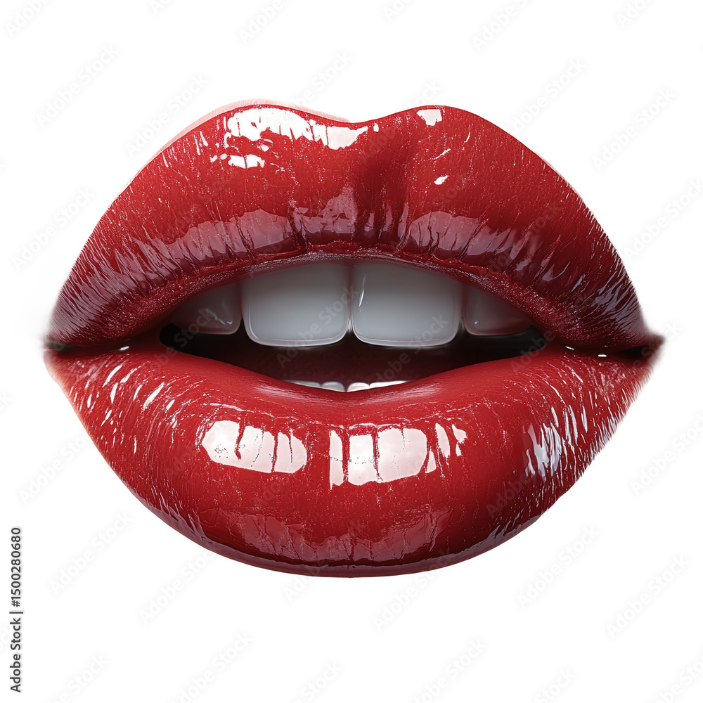 © SIYAM HD - Red glossy lips makeup close up beauty fashion lipstick teeth smile mouth on transparent background © SIYAM HD - Red glossy lips makeup close up beauty fashion lipstick teeth smile mouth on transparent background