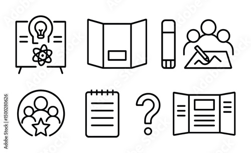 Business and education outline icons set – clean, minimalist, professional symbols