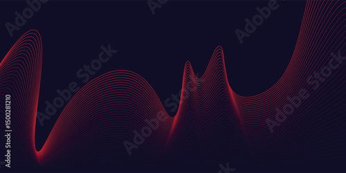 Vector red line background curve element with white space for text and message design, overlapping layers, vector