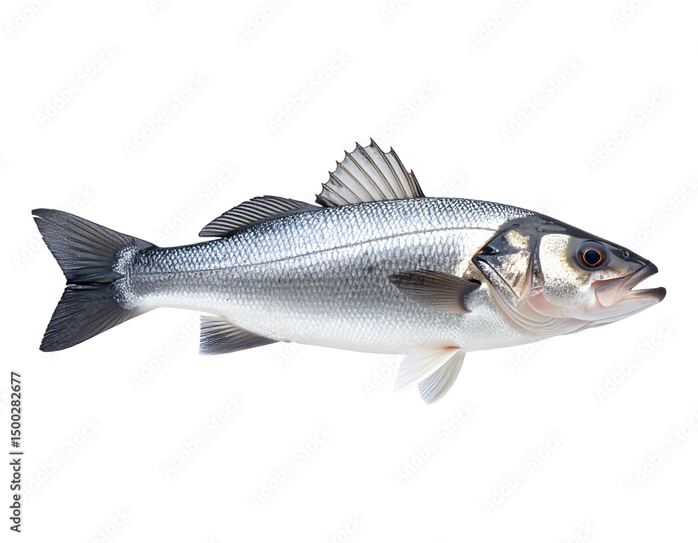 Fototapeta premium Floating sea bass fish, PNG
