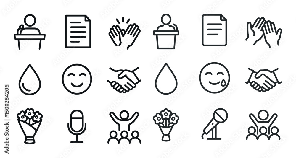 Obraz premium Business and communication line icons set – outline, linear, corporate symbols
