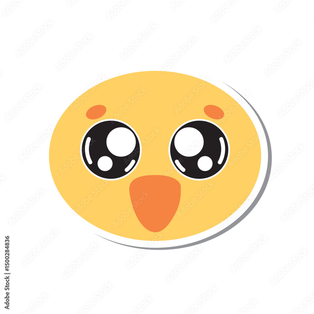 Fototapeta premium Yellow chick face cartoon. Vector