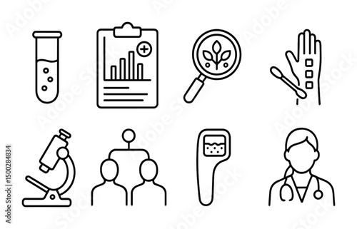 Healthcare and medical line icons set – outline, flat, health symbols and signs