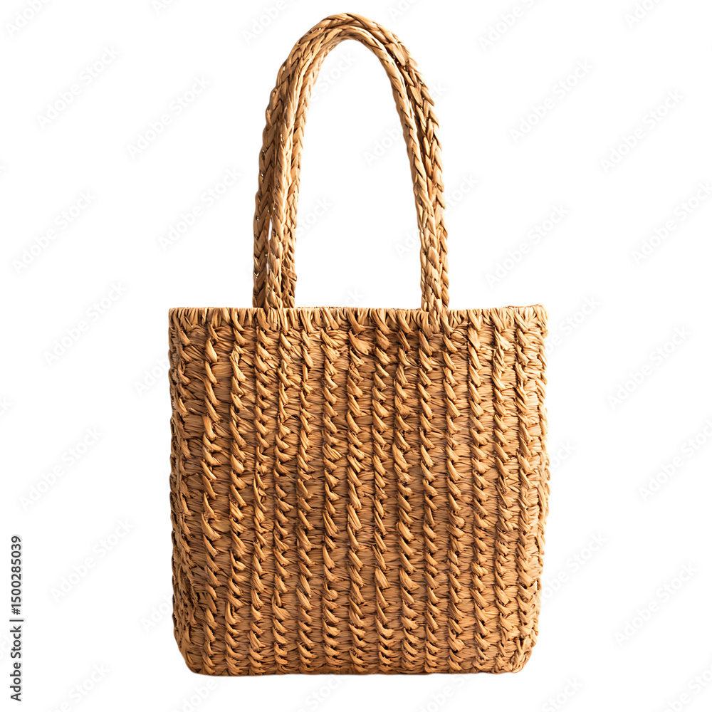 Elegant Straw Tote Bag with a Soft Intricate Weave Isolated on Transparent Background Elegant Straw Tote Bag with a Soft Intricate Weave Isolated on Transparent Background