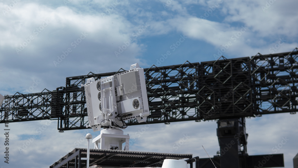 Fototapeta premium High-tech Radar and Military Defense System Deployed for Real-Time Threat Detection During Active War Operations