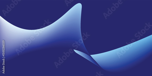 Smooth flow of wavy shape with gradient vector abstract background, dark blue design curve line energy motion, relaxing music sound or technology.