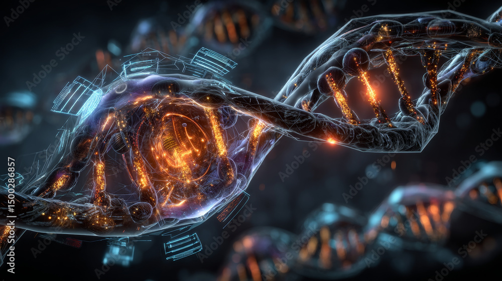 DNA strand analysis. medicine technology concept. research of genetic molecular helix. Data Scientist in medicine. Dna sequencing. Medical tech interface with data of patient. Dna spiral genome exam. DNA strand analysis. medicine technology concept. research of genetic molecular helix. Data Scientist in medicine. Dna sequencing. Medical tech interface with data of patient. Dna spiral genome exam.