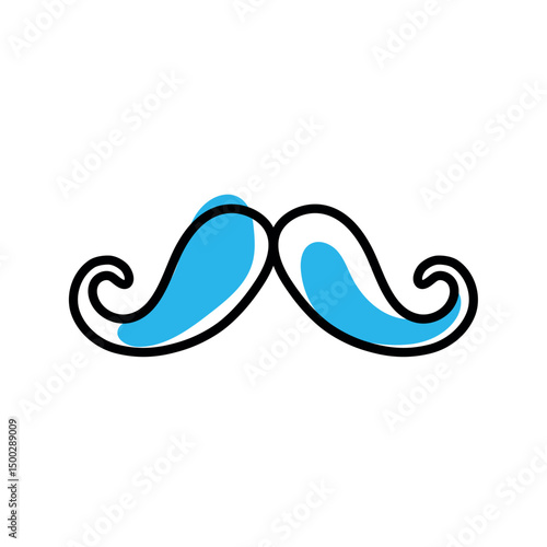 Curled colored mustache. Vector
