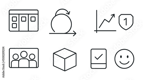 Business and productivity line icons set – flat, outline and workflow symbols