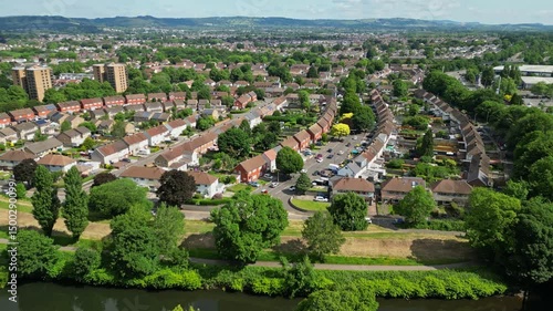 Aerial view at Lydstep Crescent in Cardiff, Wales, UK