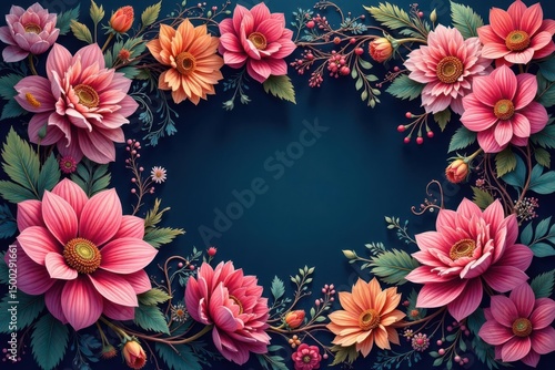 Intricate floral swirls form a continuous loop , illustration, motif, line