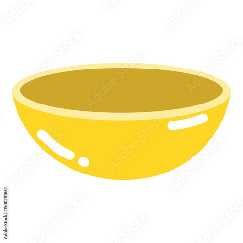 Bright yellow simple bowl. Vector