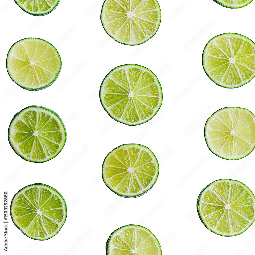 Lime slices arranged in a pattern isolated on transparent background Lime slices arranged in a pattern isolated on transparent background