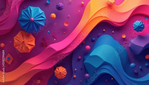 Abstract geometric shapes repeat endlessly in vibrant hues , seamless, colorful