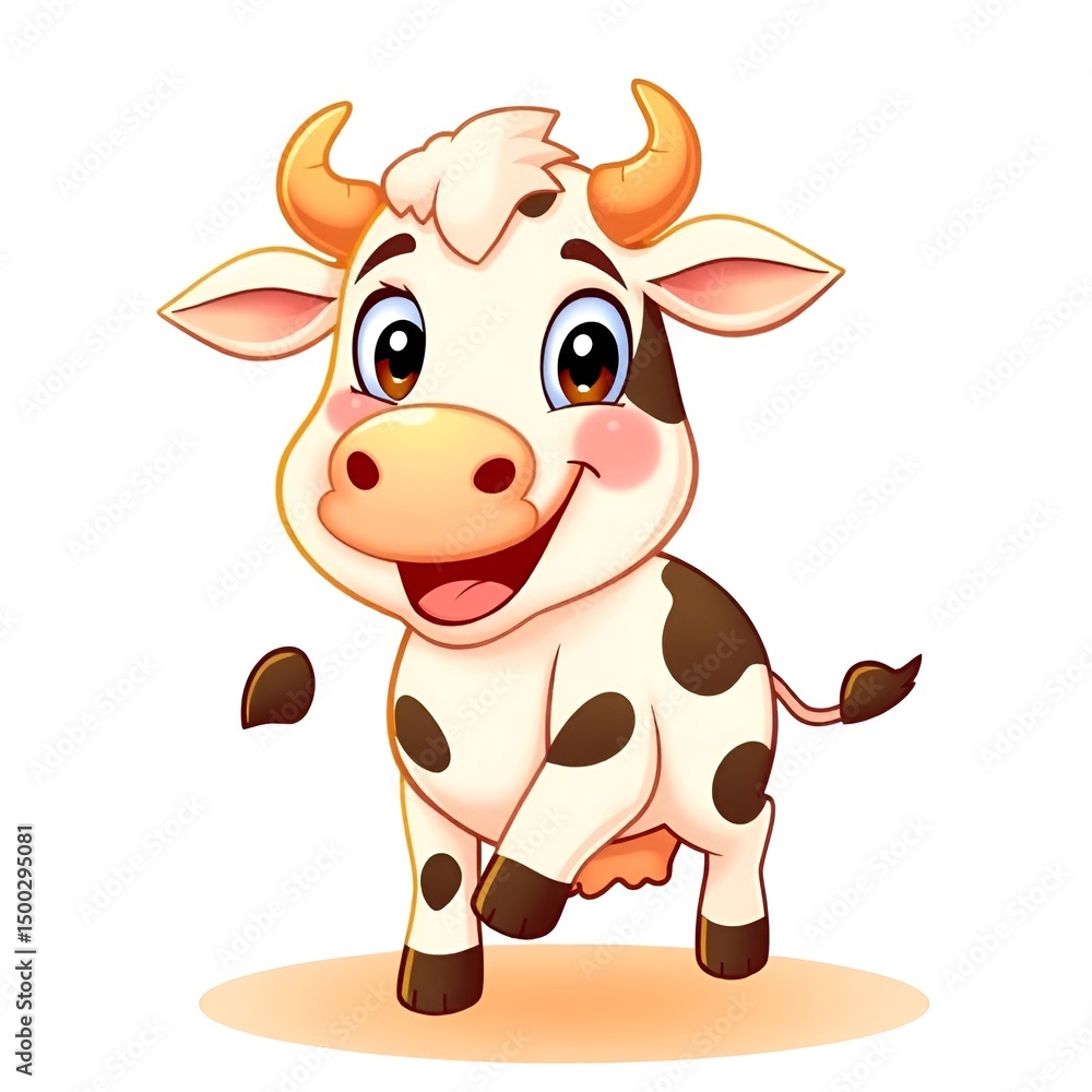 Happy Cartoon Cow with Funny Expression Transparent Background Happy Cartoon Cow with Funny Expression Transparent Background