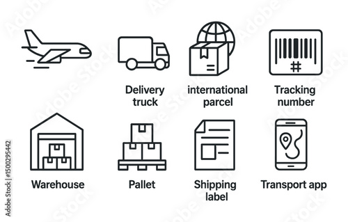 Logistics and delivery icons set – line, outline, shipping and tracking symbols