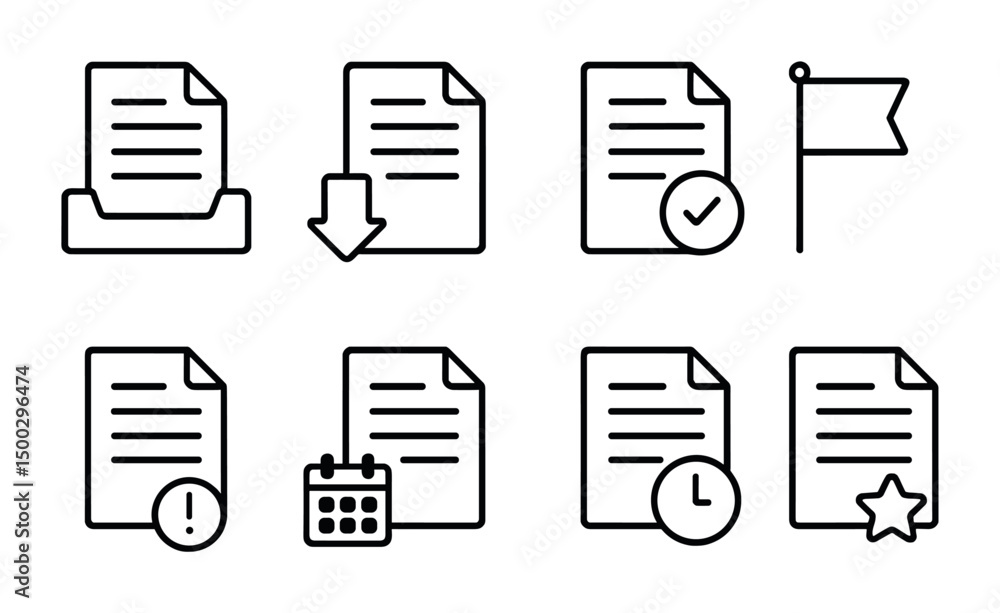 Document management line icons set – outline, file, administration symbols Document management line icons set – outline, file, administration symbols