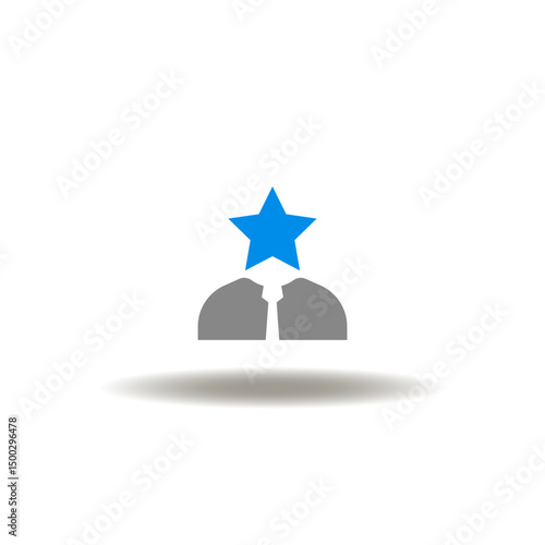 Vector illustration of business man person with star instead of head. Symbol of ideal customer.