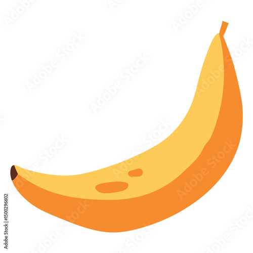 Single ripe yellow banana. Vector