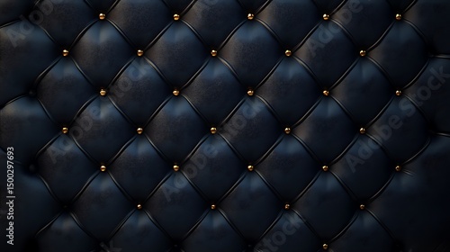 Luxurious Black Leather Upholstery with Gold Buttons