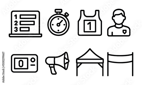 Sports and fitness linear icons set – outline, gym, exercise symbols
