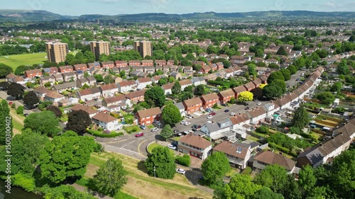 Aerial view at Lydstep Crescent in Cardiff, Wales, UK