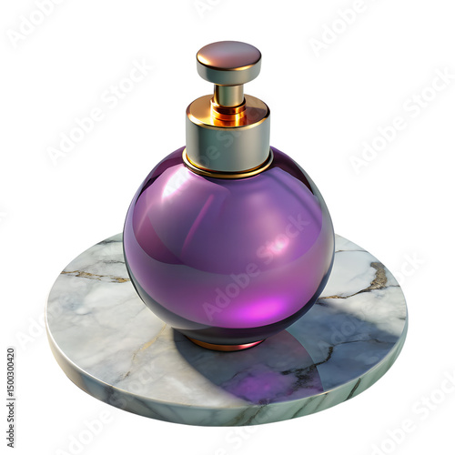 Elegant purple perfume bottle on marble display