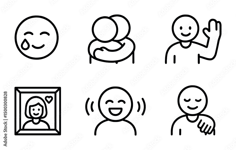 Emotion and expression icons set – outline, linear, feelings symbols Emotion and expression icons set – outline, linear, feelings symbols