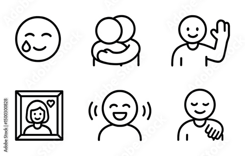 Emotion and expression icons set – outline, linear, feelings symbols