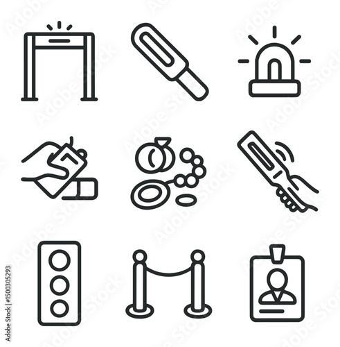 Metal Detector Icons. Outline icon set of marketing channels: SEO magnifier, PPC click, affiliate link, influencer avatar, email