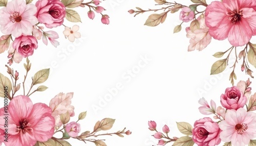 Delicate watercolor floral pattern on white background, purple, summer, romantic
