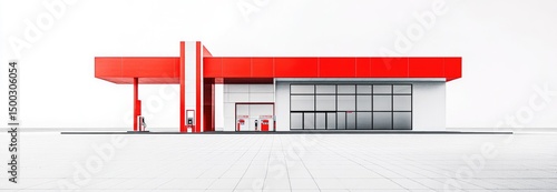 Modern gas station with red accents (1)