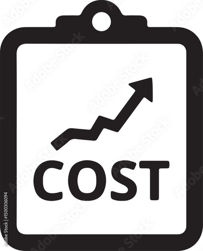 an illustration of a clipboard showing an increasing cost history
