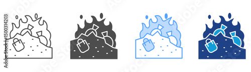 Incineration Icon Set Multiple Style Collection
