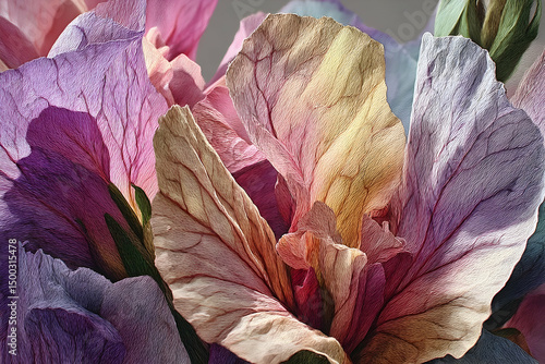 Slika na platnu Close-up view of intricate textures and vibrant colors on flower petals
