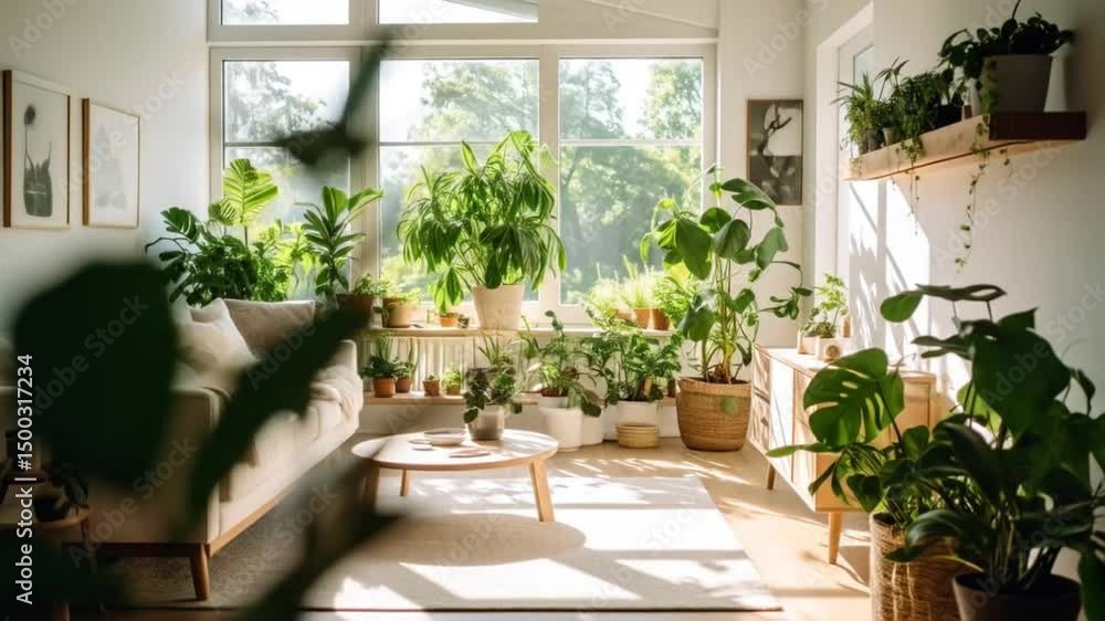 Bright and Airy Living Room Filled with Indoor Plants and Natural Light Decoration Bright and Airy Living Room Filled with Indoor Plants and Natural Light Decoration
