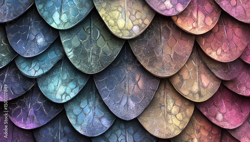 Wallpaper Mural Close-up of overlapping, colorful dragon scales Torontodigital.ca