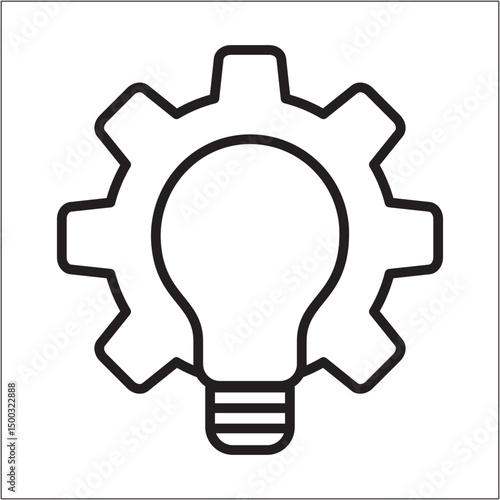 Light bulb with gear cogwheel icon. con symbol of idea, inspiration, creativity, solution, engineering. Vector illustration.