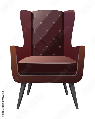 dark brown armchair with tufting